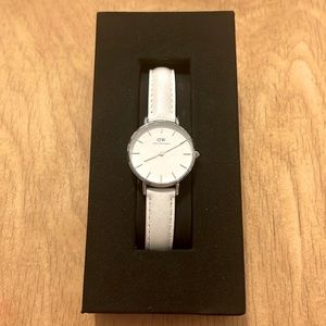Daniel Wellington Petite Watch with Sterling and White Leather Bands